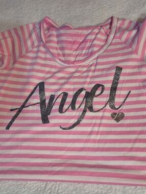 Victoria's Secret Pink and White 'Angel' Striped Sleep Gown